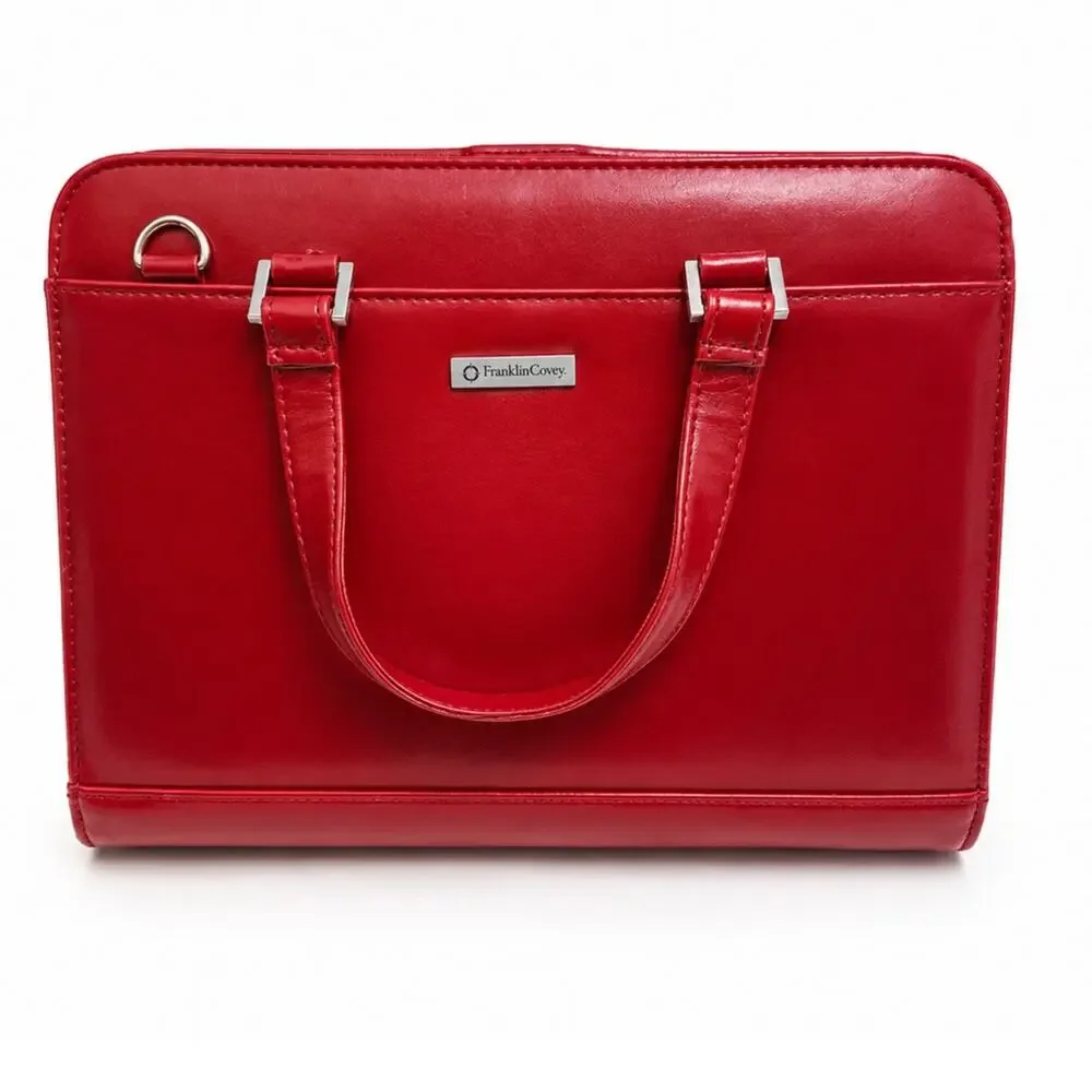 FranklinCovey Red Zip Around 6 Ring Planner Binder Organizer Carry Case